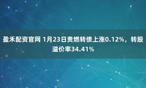 盈禾配资官网 1月23日贵燃转债上涨0.12%，转股溢价率34.41%